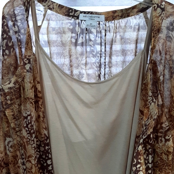 Liz Claiborne Sheer Button Down Attached Tank - Picture 12 of 15